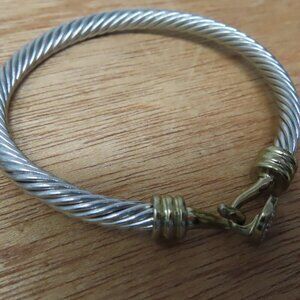 Silver Gold Tone Twisted Bracelet Hook Clasp with Rhinestones Vintage